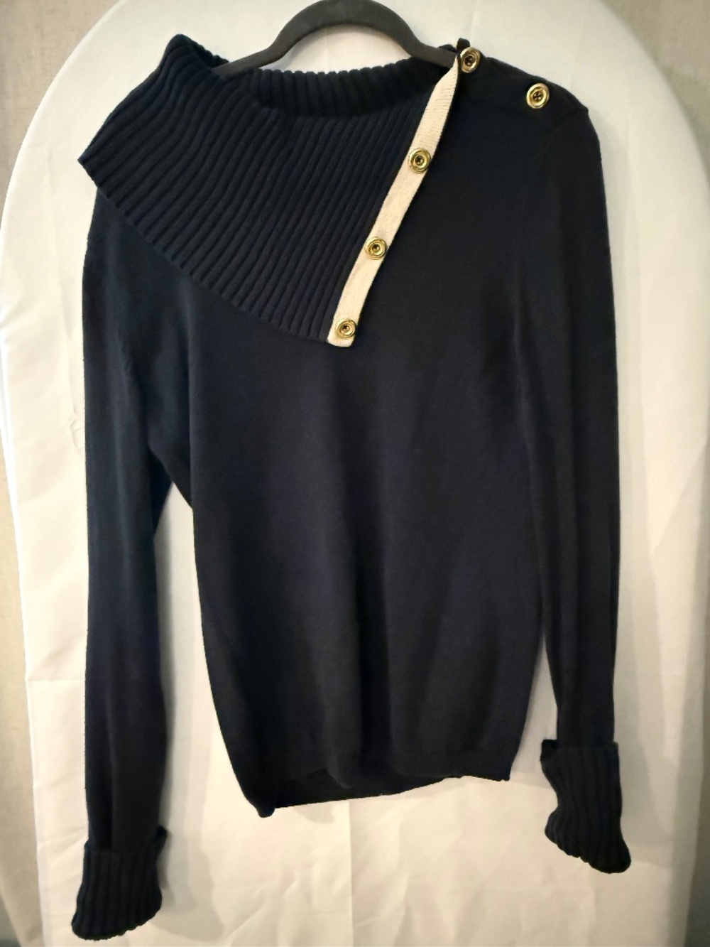 Banana Republic Navy Blue Button Neck